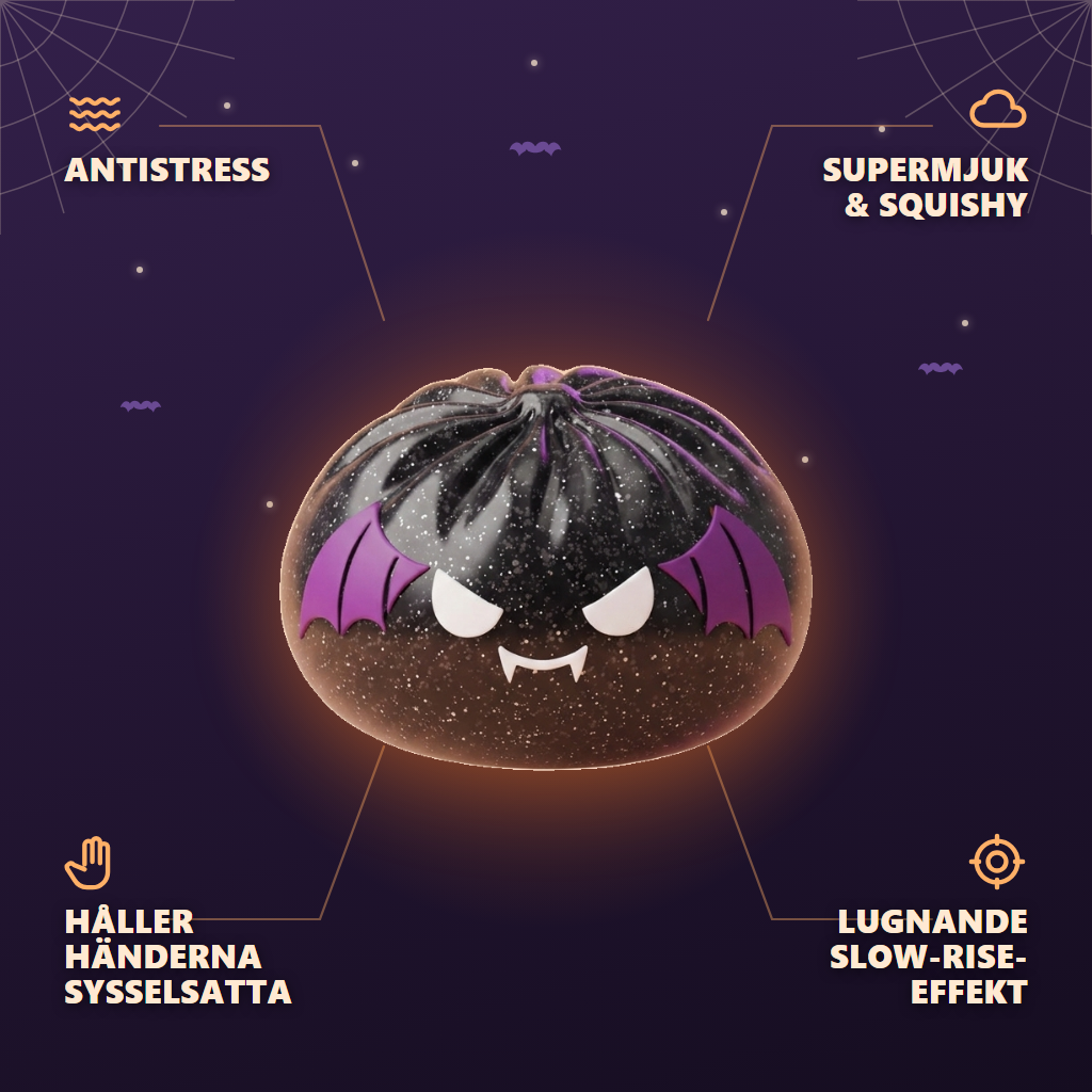 Bat Dumpling Squishy Halloween Glitter — dess fördelar