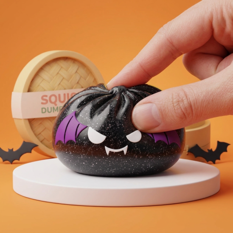 Bat Dumpling Squishy Halloween Glitter — i klämmet, mjukt slow-rise-skum
