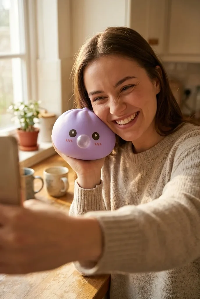 Big Dumpling Squishy Havsblå i vardagen