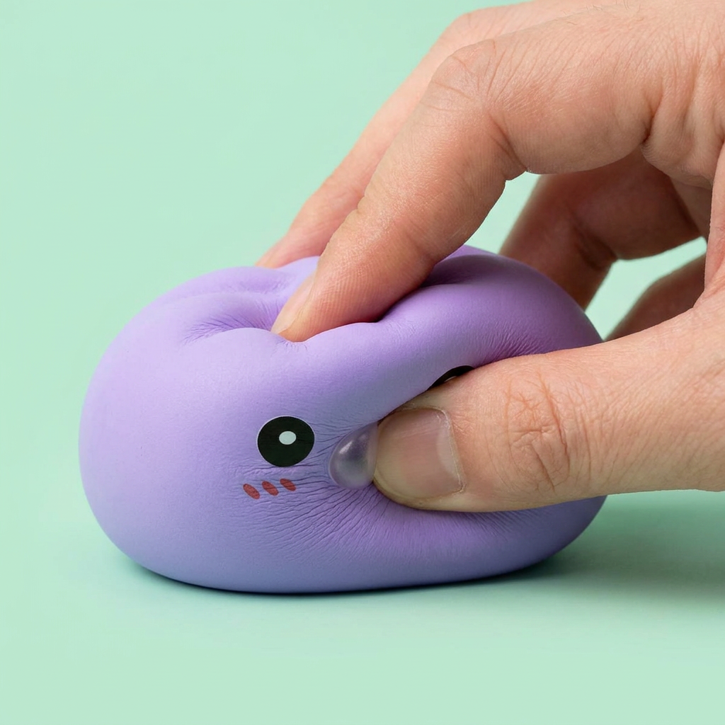 Big Dumpling Squishy Havsblå — slow-rise-effekt, skummet återtar långsamt sin form