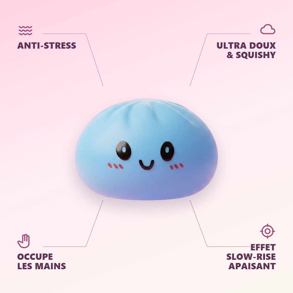 Havsblå Dumpling Squishy med Bambusteamer — dess fördelar