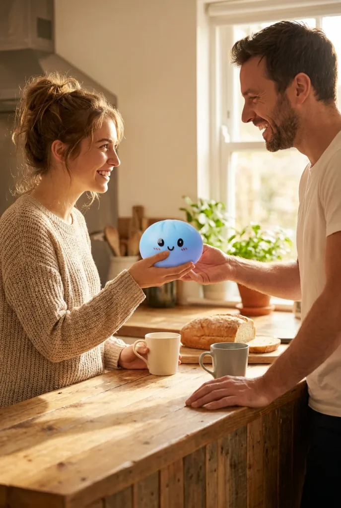 Havsblå Dumpling Squishy med Bambusteamer som presenttips