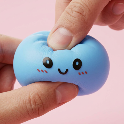 Havsblå Dumpling Squishy med Bambusteamer — slow-rise-effekt, skummet återtar långsamt sin form