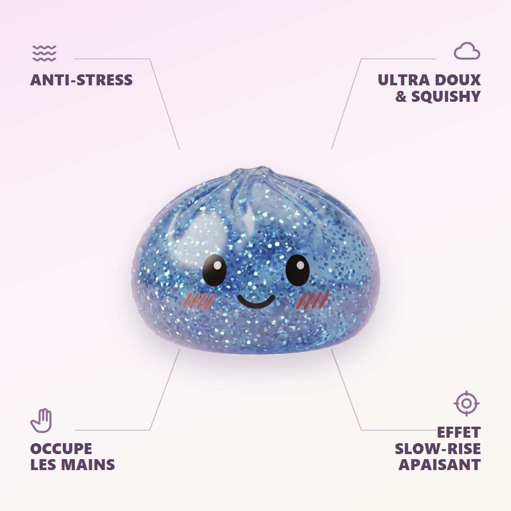 Glitter Dumpling Squishy Blå Lugnande — dess fördelar