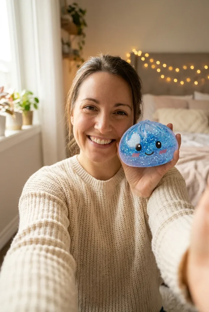 Glitter Dumpling Squishy Blå Lugnande i vardagen