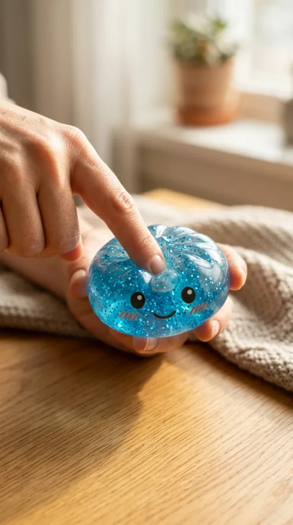 Glitter Dumpling Squishy Blå Lugnande mitt i klämmet