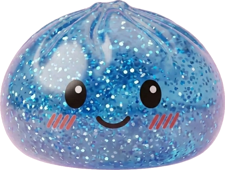Glitter Dumpling Squishy Blå Lugnande — i klämmet, mjukt slow-rise-skum