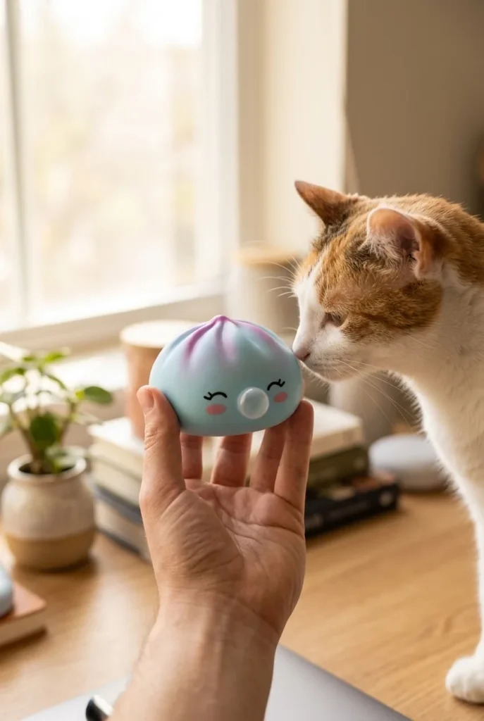 Dumpling Squishy Frost Blue Rare Blow – Sällsynt Isblå med en gosedjursvän