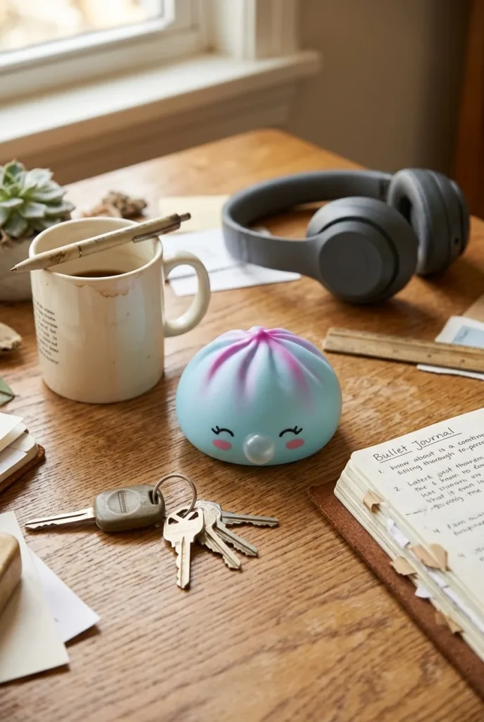 Dumpling Squishy Frost Blue Rare Blow – Sällsynt Isblå på skrivbordet