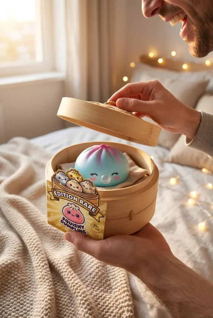 Dumpling Squishy Frost Blue Rare Blow – Sällsynt Isblå i unboxing-ögonblicket