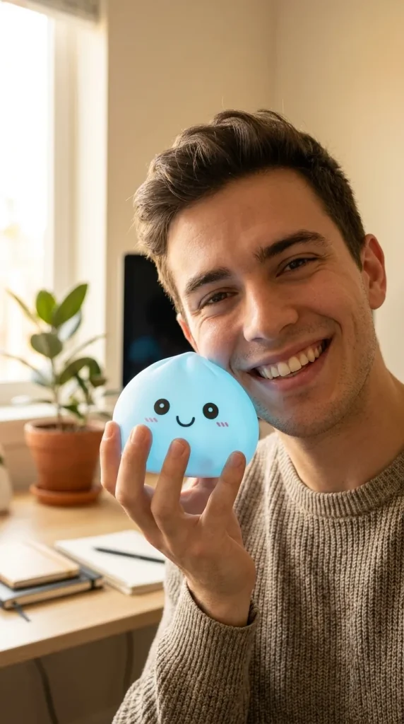 Dumpling Squishy Nattlampa Blå Aurora i vardagen