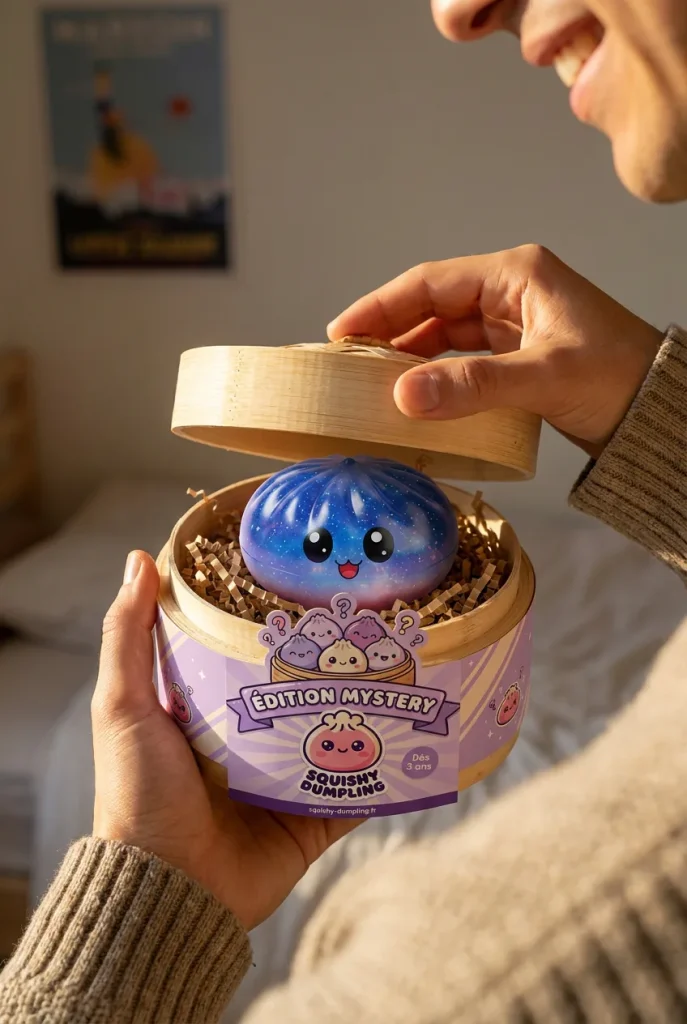Mystery Dumpling Squishy Söt Överraskning i unboxing-ögonblicket