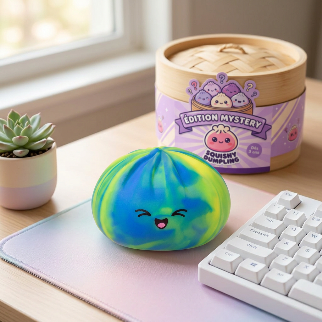 Rainbow Dumpling Squishy Regnbåge i sin kawaii-miljö