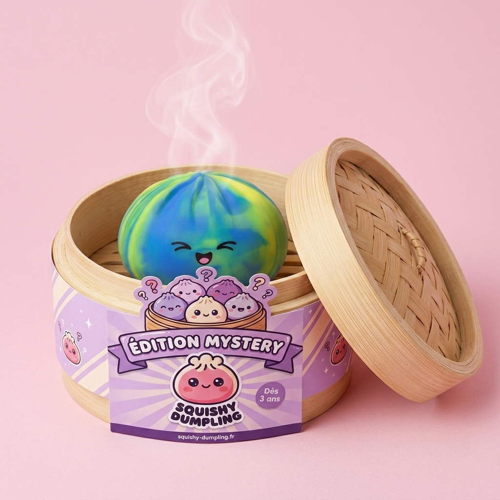 Rainbow Dumpling Squishy Regnbåge i sin bambu-ångkorg