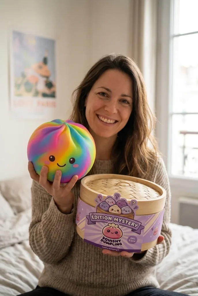 Rainbow Dumpling Squishy Regnbåge med sin ask