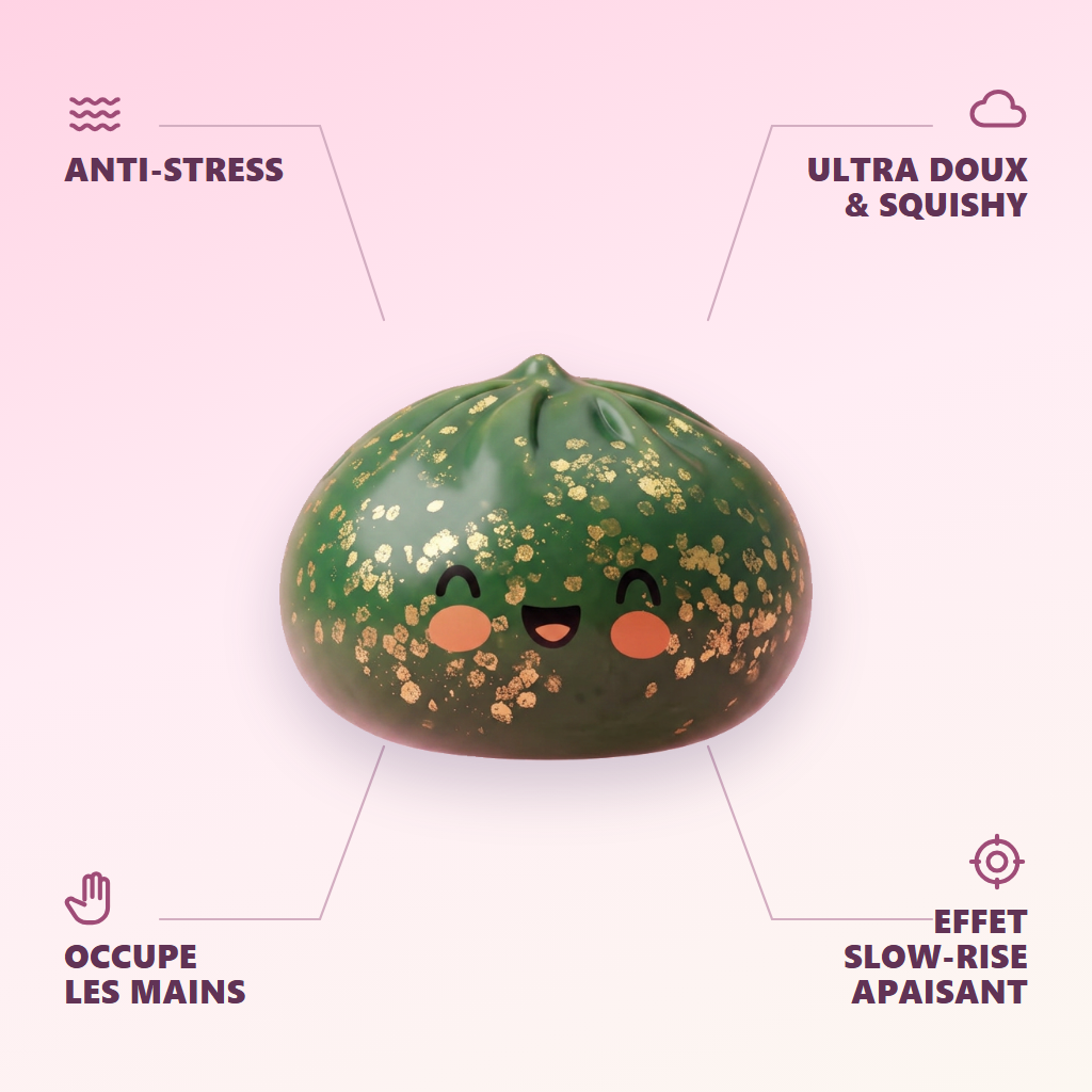 Dumpling Squishy Glitter Smaragdgrön — dess fördelar