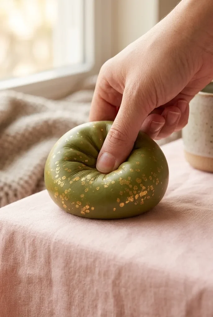 Dumpling Squishy Glitter Smaragdgrön mitt i klämmet