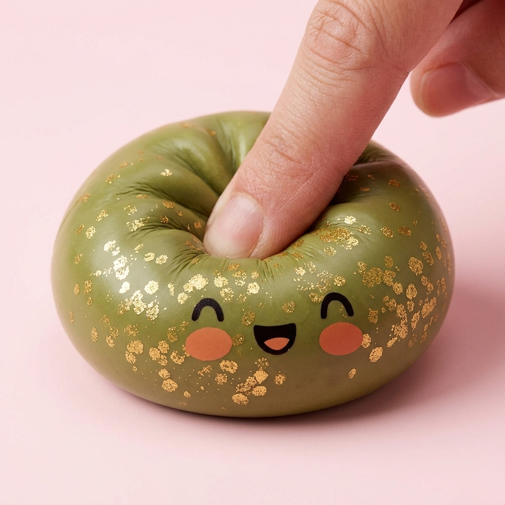 Dumpling Squishy Glitter Smaragdgrön — i klämmet, mjukt slow-rise-skum