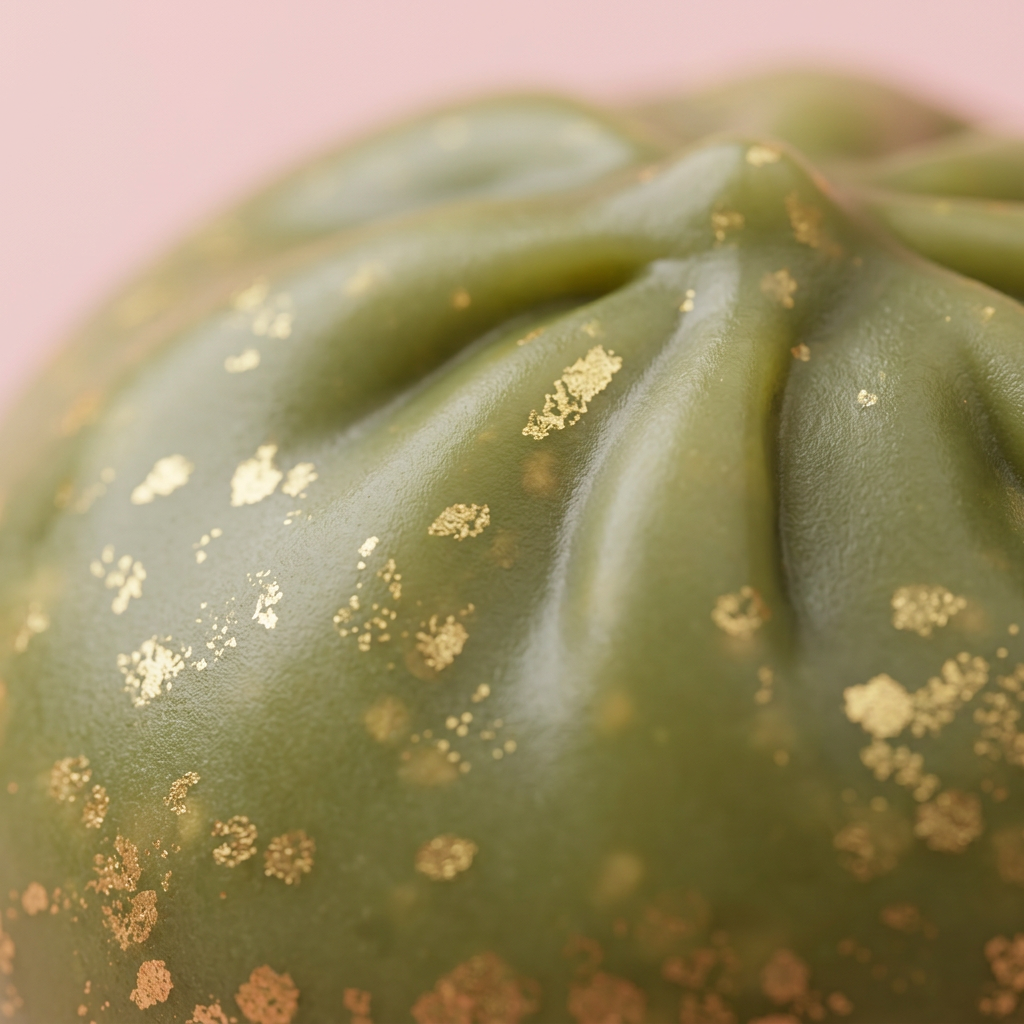 Dumpling Squishy Glitter Smaragdgrön — närbild på strukturen