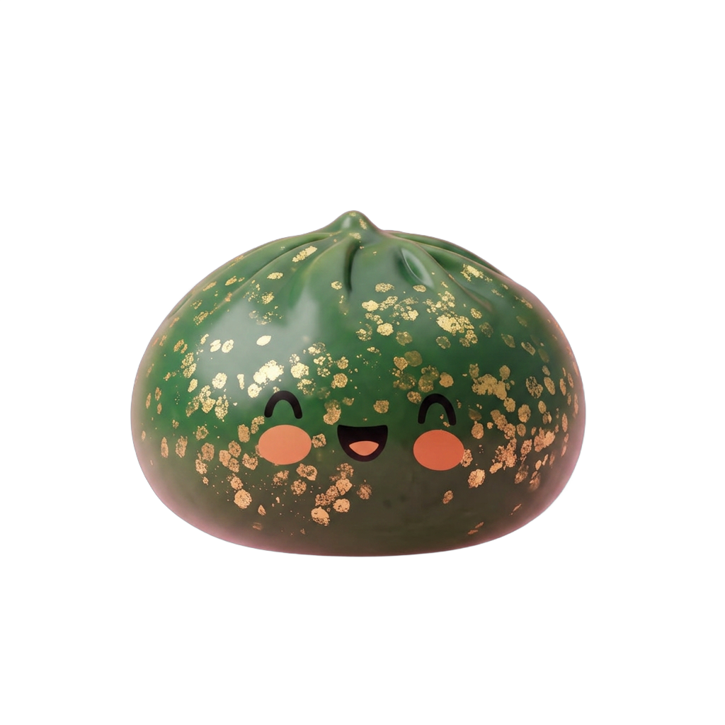 Dumpling Squishy Glitter Smaragdgrön — i klämmet, mjukt slow-rise-skum