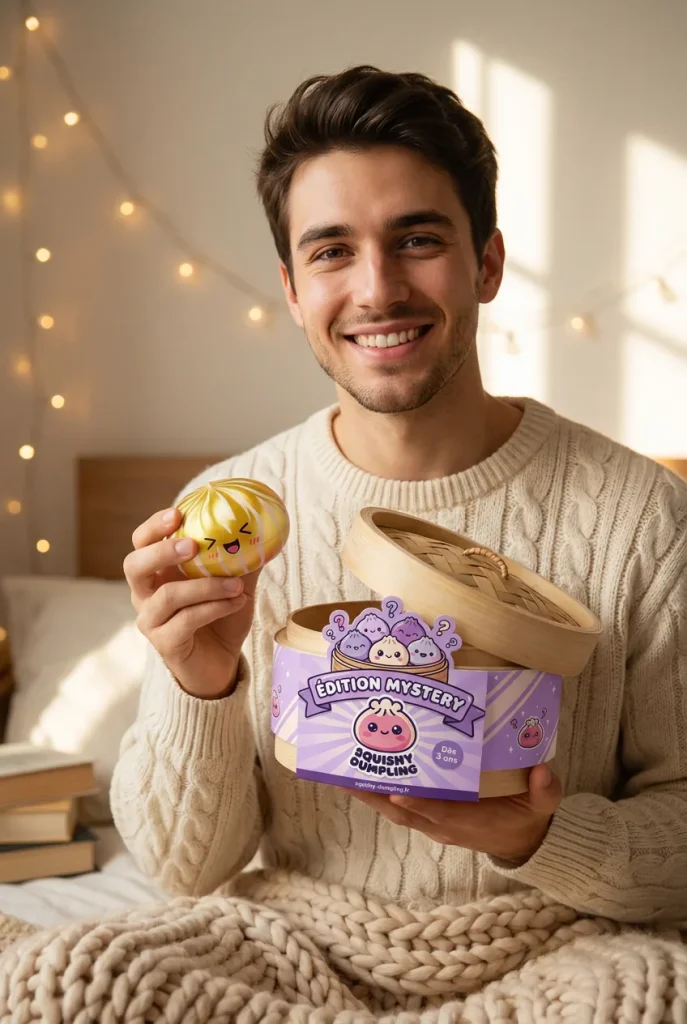Dumpling Squishy Bun Mystery med Bambukorg med sin ask