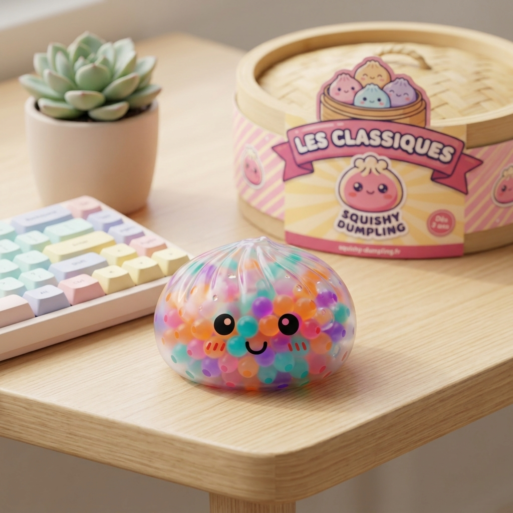 Squishy Dumpling Multicolor Mjuka Bubblor i sin kawaii-miljö