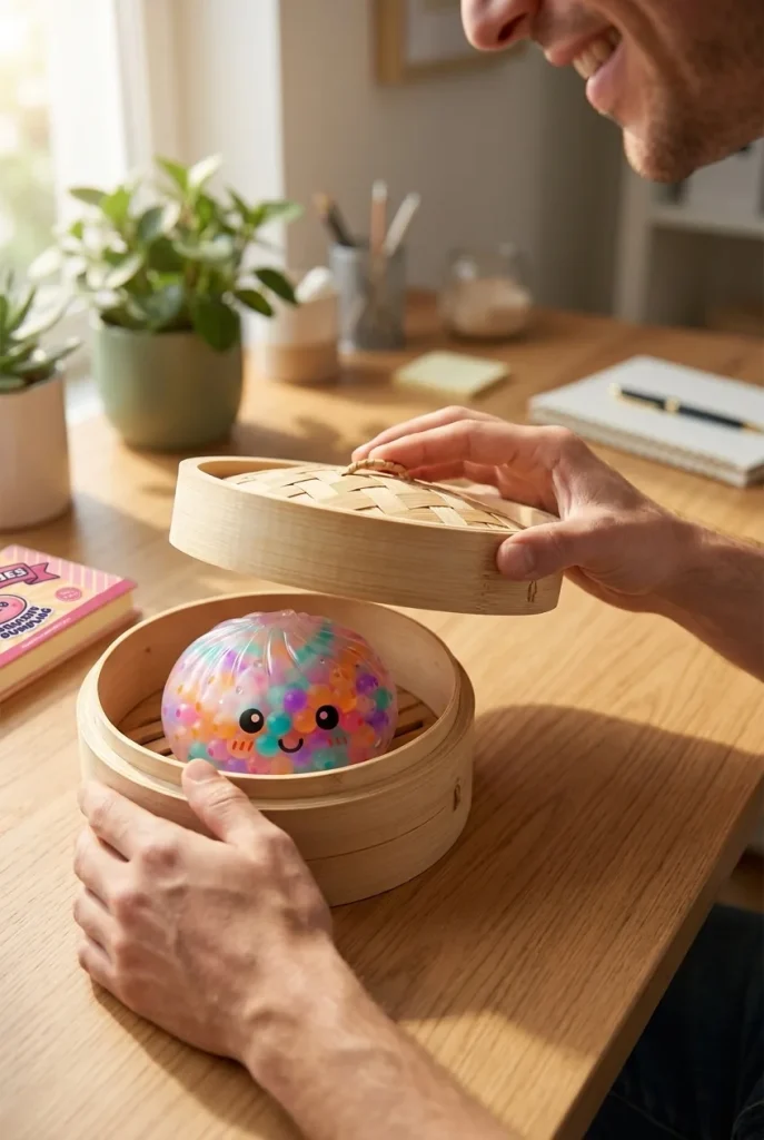 Squishy Dumpling Multicolor Mjuka Bubblor i unboxing-ögonblicket