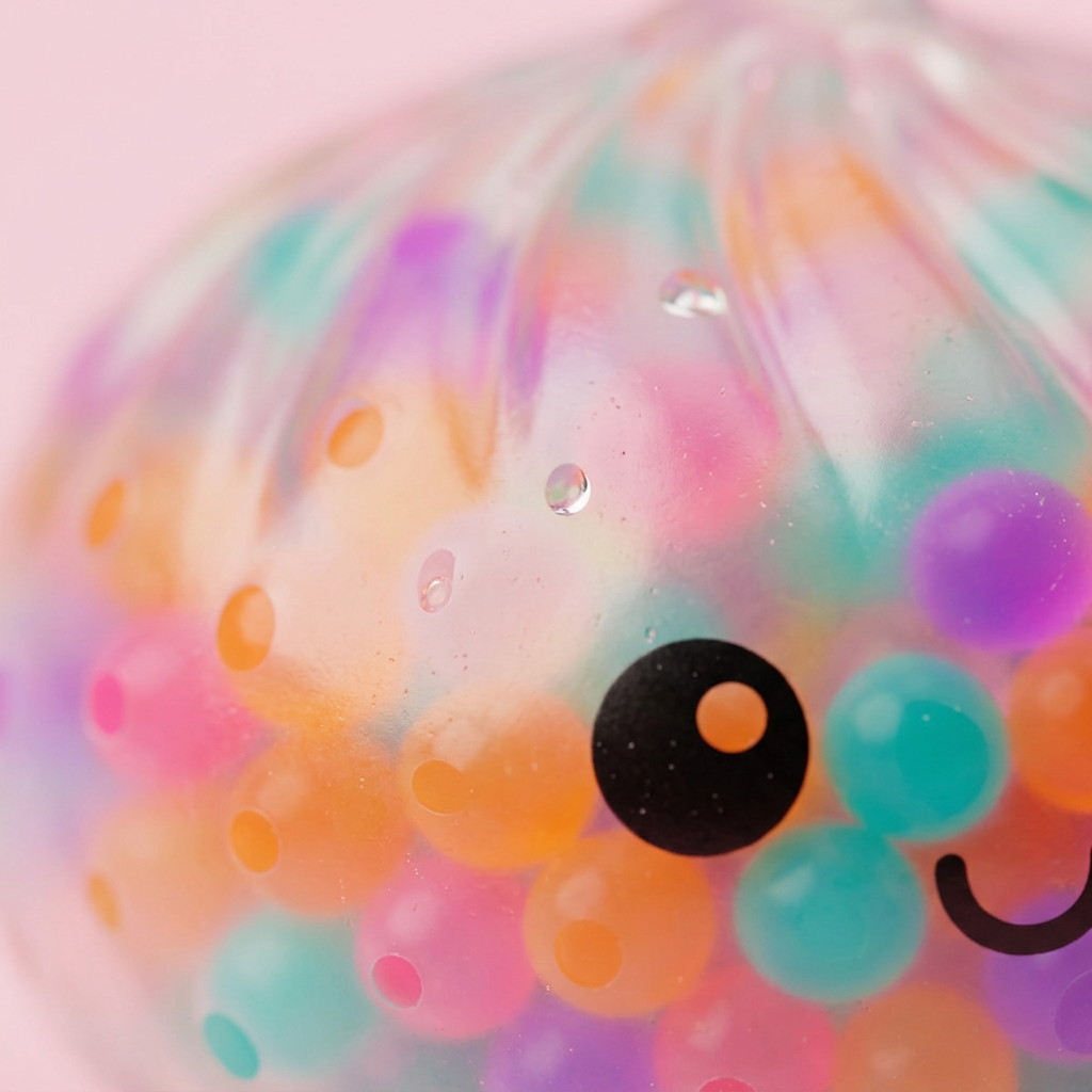 Squishy Dumpling Multicolor Mjuka Bubblor — närbild på strukturen