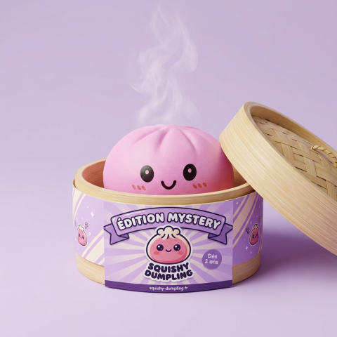 Squishy Dumpling Mystery Box Överraskning i sin bambu-ångkorg