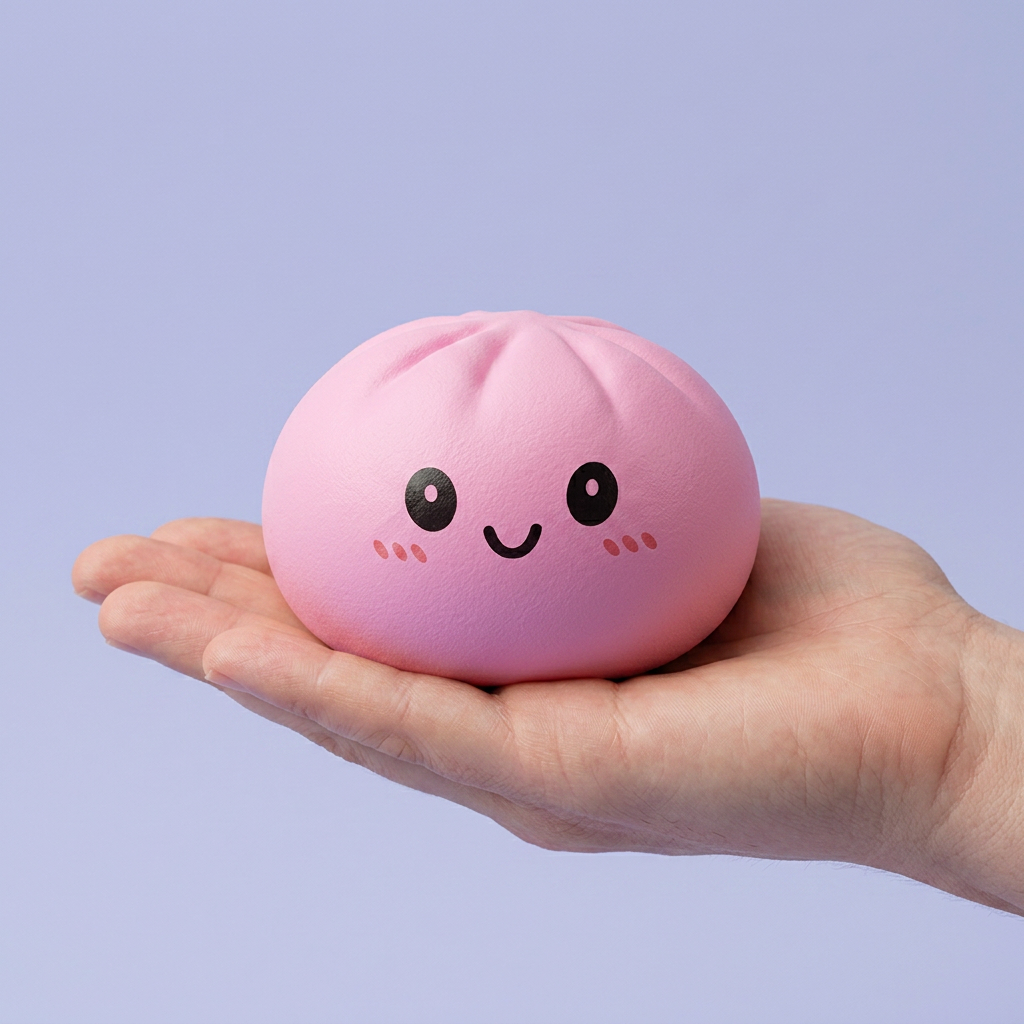 Squishy Dumpling Mystery Box Överraskning i handen, verklig storlek