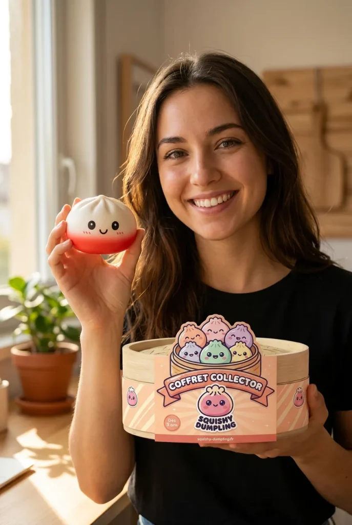 Dumpling Squishy Collection 6-pack med sin ask