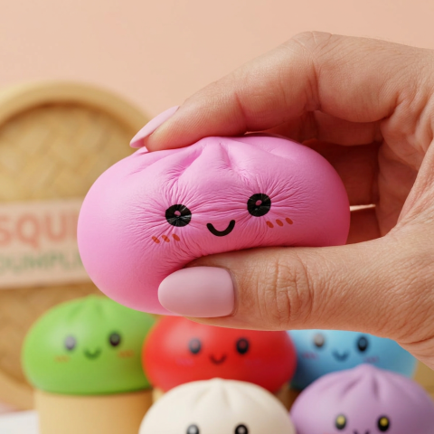 Dumpling Squishy Collection 6-pack — slow-rise-effekt, skummet återtar långsamt sin form