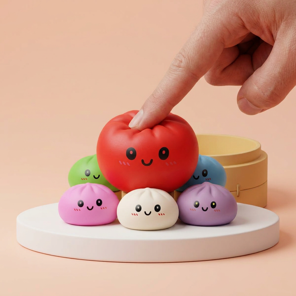 Dumpling Squishy Collection 6-pack — i klämmet, mjukt slow-rise-skum