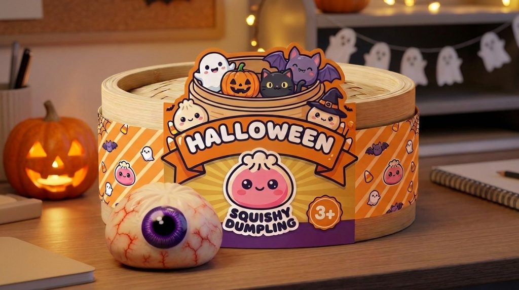 Eye Dumpling Squishy Halloween Skrämmande i sin kawaii-miljö