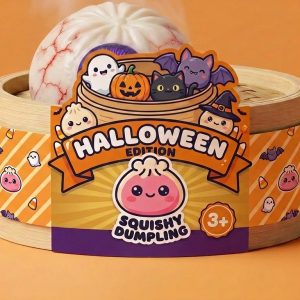 Eye Dumpling Squishy Halloween Skrämmande i sin bambu-ångkorg