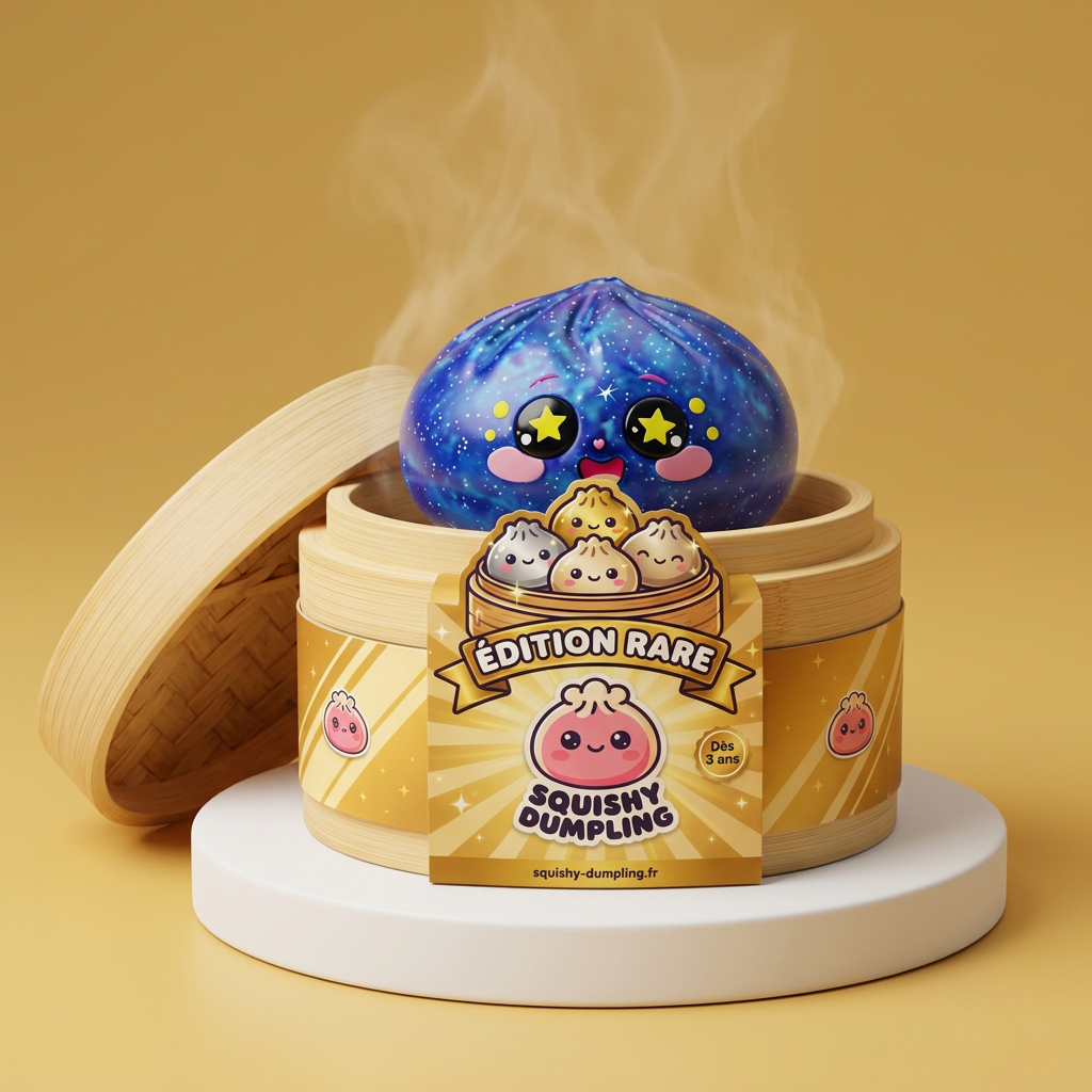 Galaxy Dumpling Squishy Stjärnhimmel i sin bambu-ångkorg