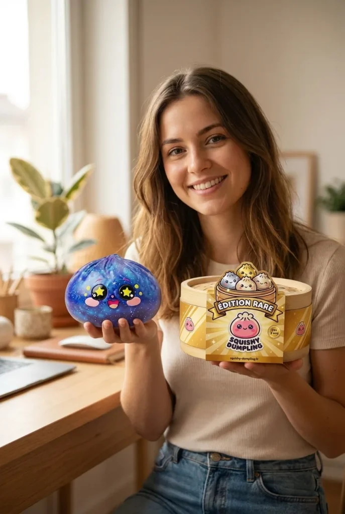Galaxy Dumpling Squishy Stjärnhimmel med sin ask