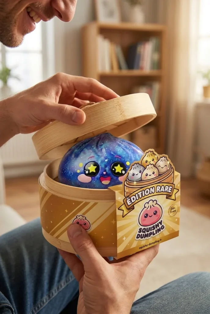 Galaxy Dumpling Squishy Stjärnhimmel i unboxing-ögonblicket