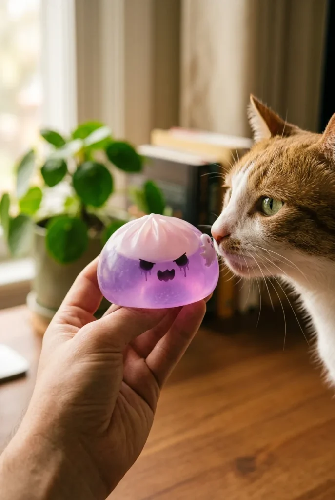 Ghost Dumpling Squishy Boo med en gosedjursvän
