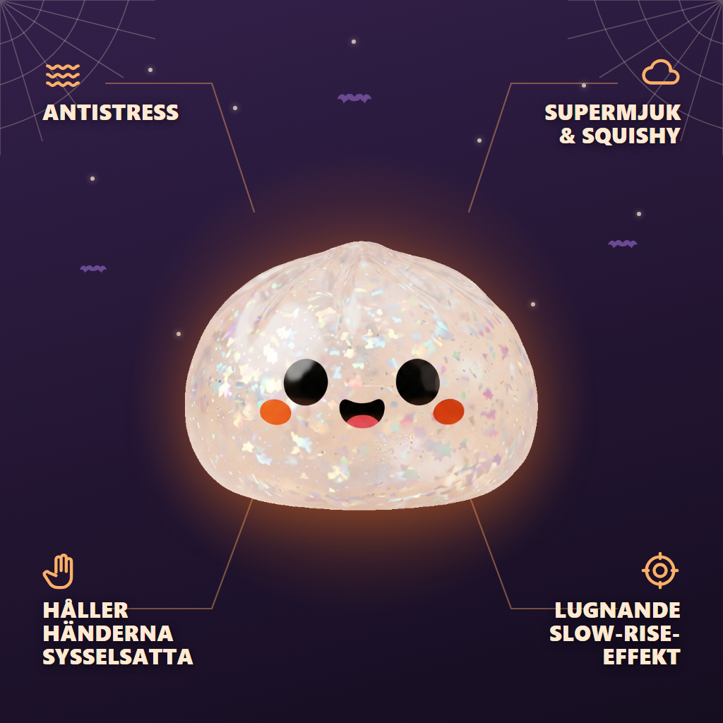 Glitter Dumpling Squishy Spöke Halloween — dess fördelar