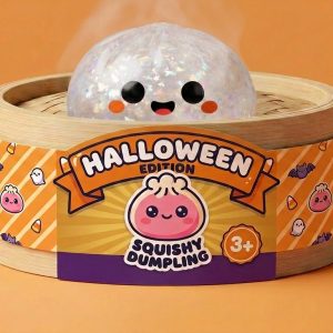 Glitter Dumpling Squishy Spöke Halloween i sin bambu-ångkorg