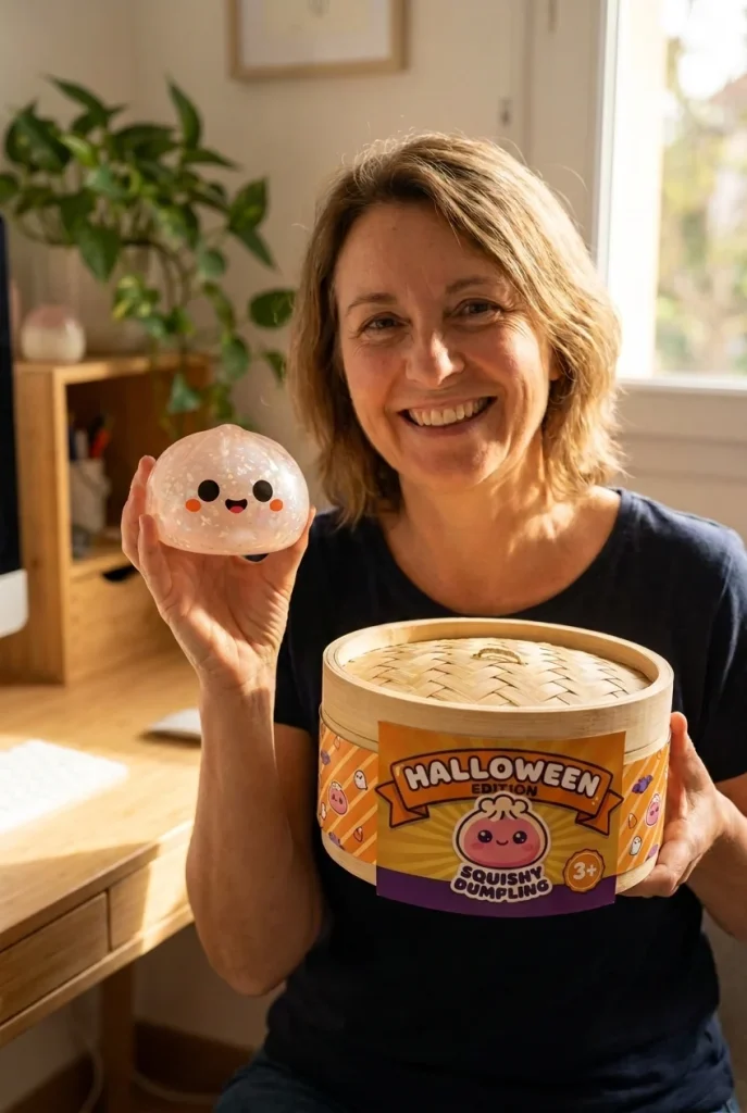 Glitter Dumpling Squishy Spöke Halloween med sin ask