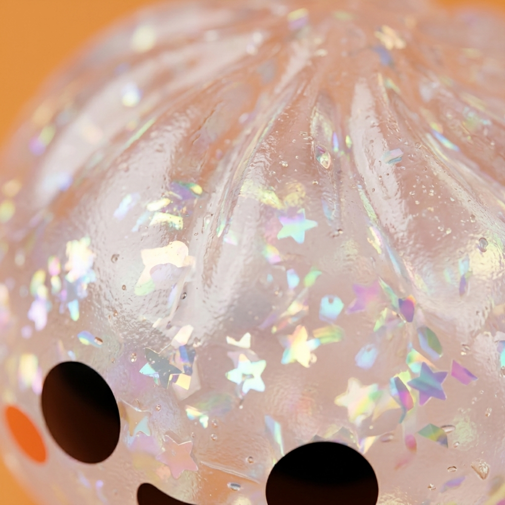 Glitter Dumpling Squishy Spöke Halloween — närbild på strukturen