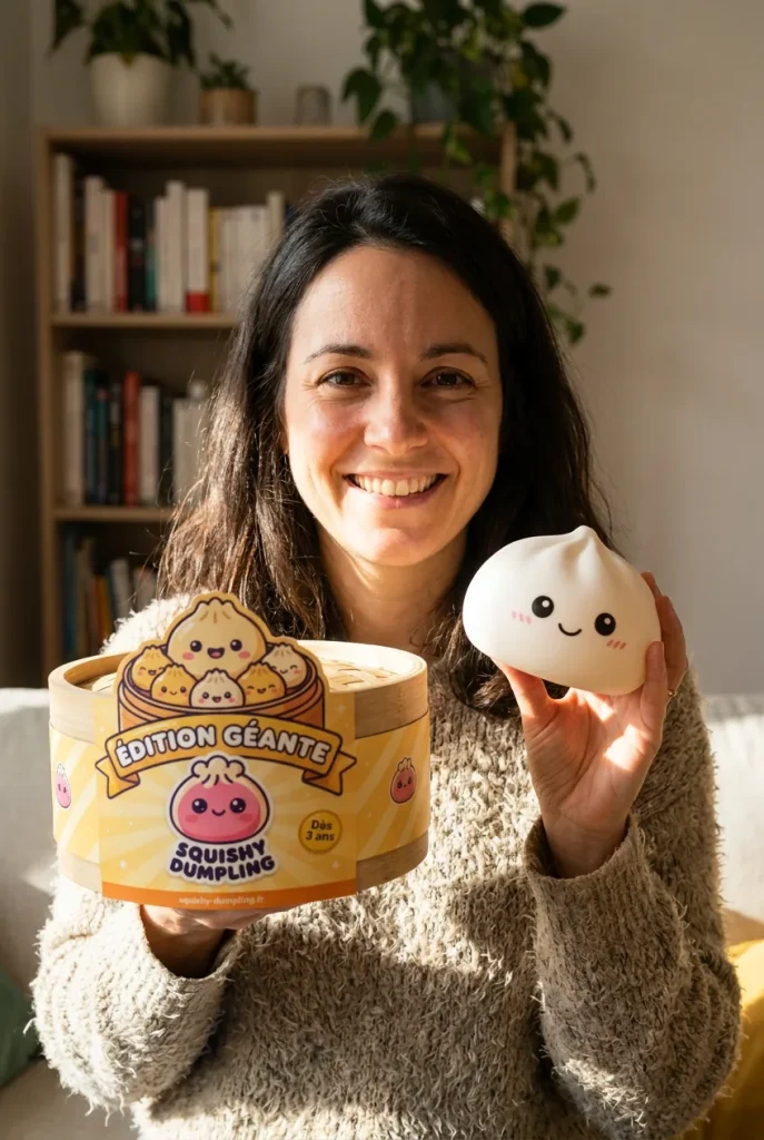 Giant Dumpling Squishy XXL – Jättestor Kramdumpling med sin ask