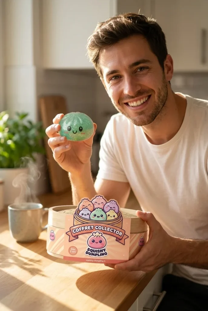 Glitter Dumpling Squishy Set 6-pack med sin ask