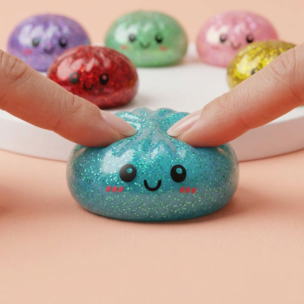 Glitter Dumpling Squishy Set 6-pack — i klämmet, mjukt slow-rise-skum