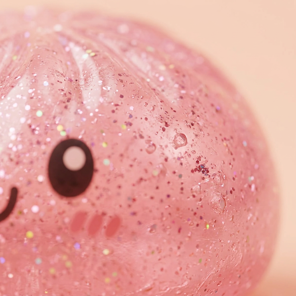 Glitter Dumpling Squishy Set 6-pack — närbild på strukturen