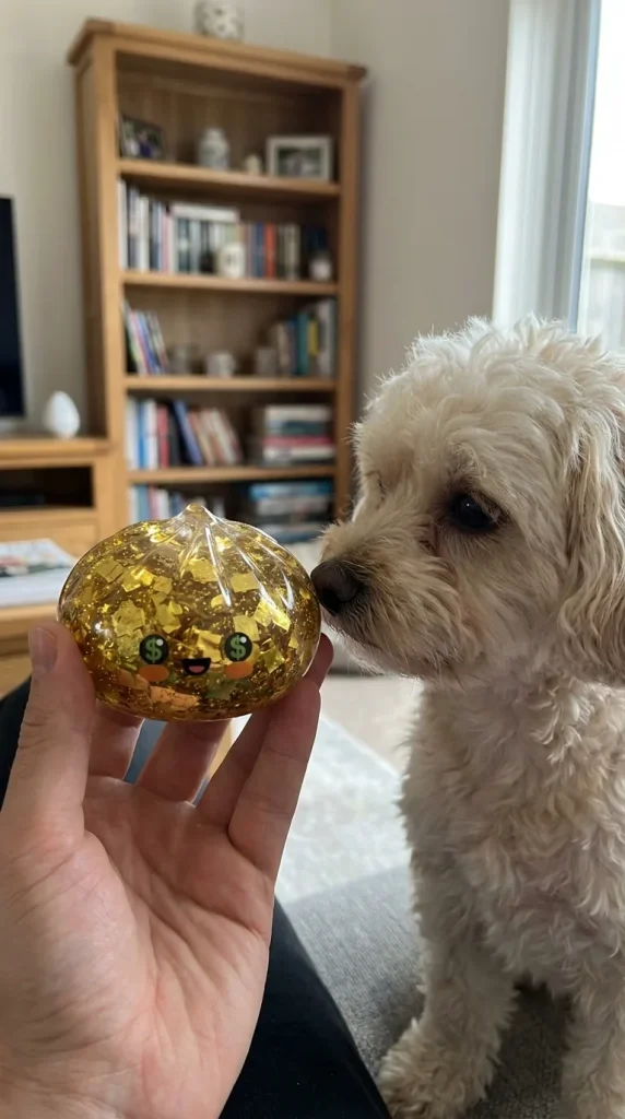 Gold Dumpling Squishy Sällsynt Utgåva med en gosedjursvän