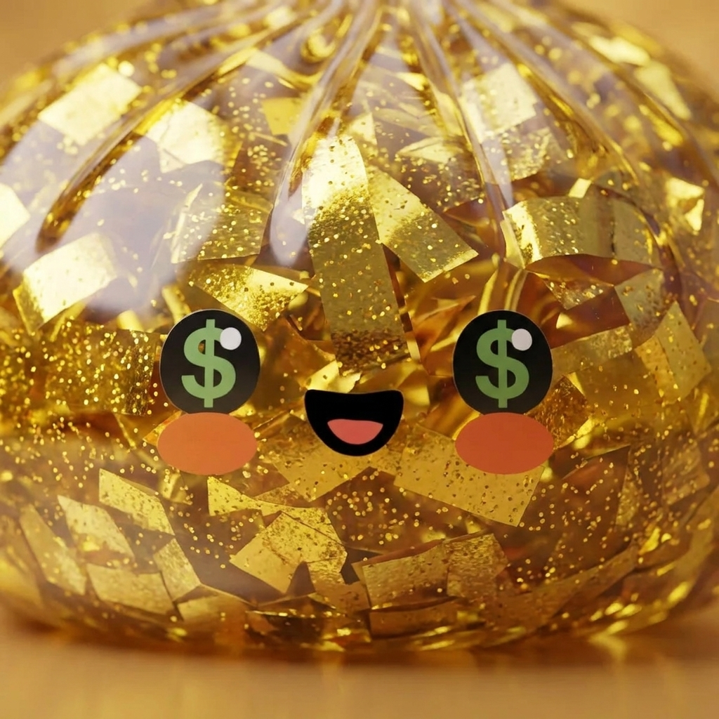 Gold Dumpling Squishy Sällsynt Utgåva — närbild på strukturen