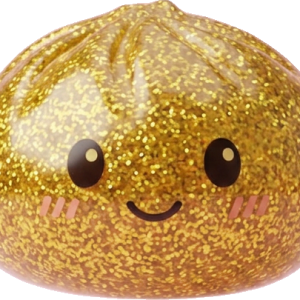 Glitter Dumpling Squishy Guld Deluxe — i klämmet, mjukt slow-rise-skum